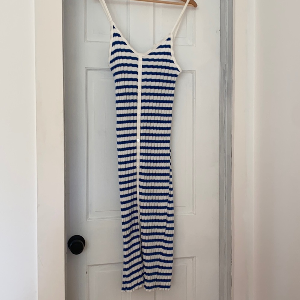 Striped slinky midi dress